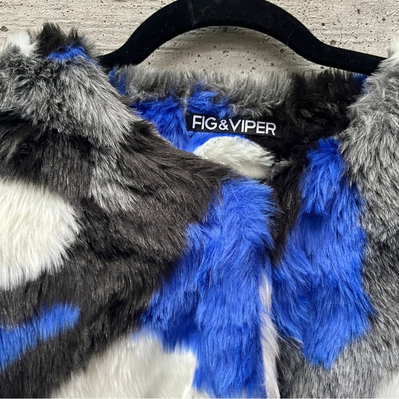 Harajuku Fig & Viper Blue Fur Jacket - Picture 2 of 10